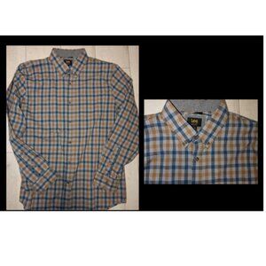 VTG 90s USA Made DeadstockLee Shirt Mens Large Blue Brown Plaid Button Down